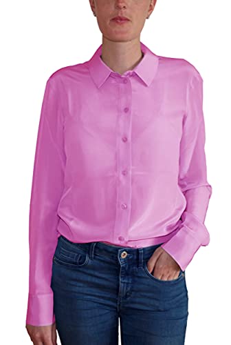 Posh Gear Damen Seidenbluse Collettoseta Bluse aus 100% Seide, rosa, Größe L von Posh Gear