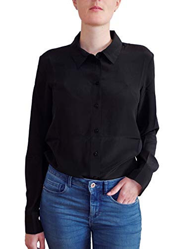 Posh Gear Damen Seidenbluse Collettoseta Bluse aus 100% Seide, schwarz, Größe XXL von Posh Gear