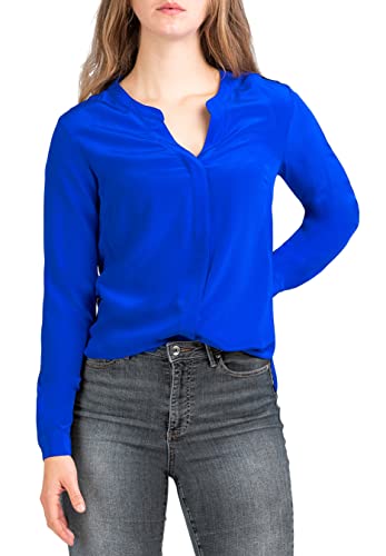 Posh Gear Damen Seidenbluse Nobicetta Bluse aus 100% Seide, dunkel blau, Größe XS von Posh Gear