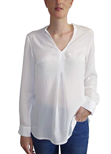 Posh Gear Damen Seidenbluse Piuseta Bluse aus 100% Seide, weiß, Größe XS von Posh Gear