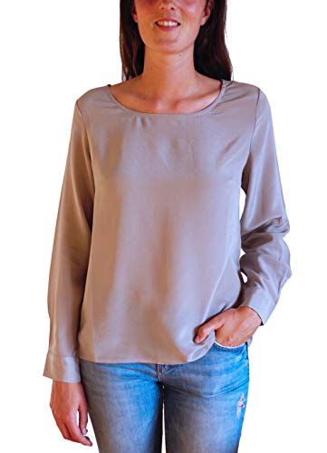 Posh Gear Damen Seidenbluse Rotondoseta Bluse aus 100% Seide, grau, Größe XL von Posh Gear