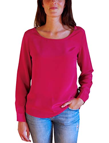 Posh Gear Damen Seidenbluse Rotondoseta Bluse aus 100% Seide, weinrot, Größe XL von Posh Gear