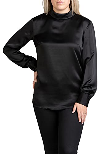 Posh Gear Damen Seidenbluse Satinoseta Bluse aus 100% Seide, schwarz, Größe M von Posh Gear