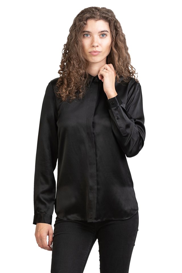 Posh Gear Seidenbluse Camicia da Donna Bluse aus Seide blickdichte Seide von Posh Gear