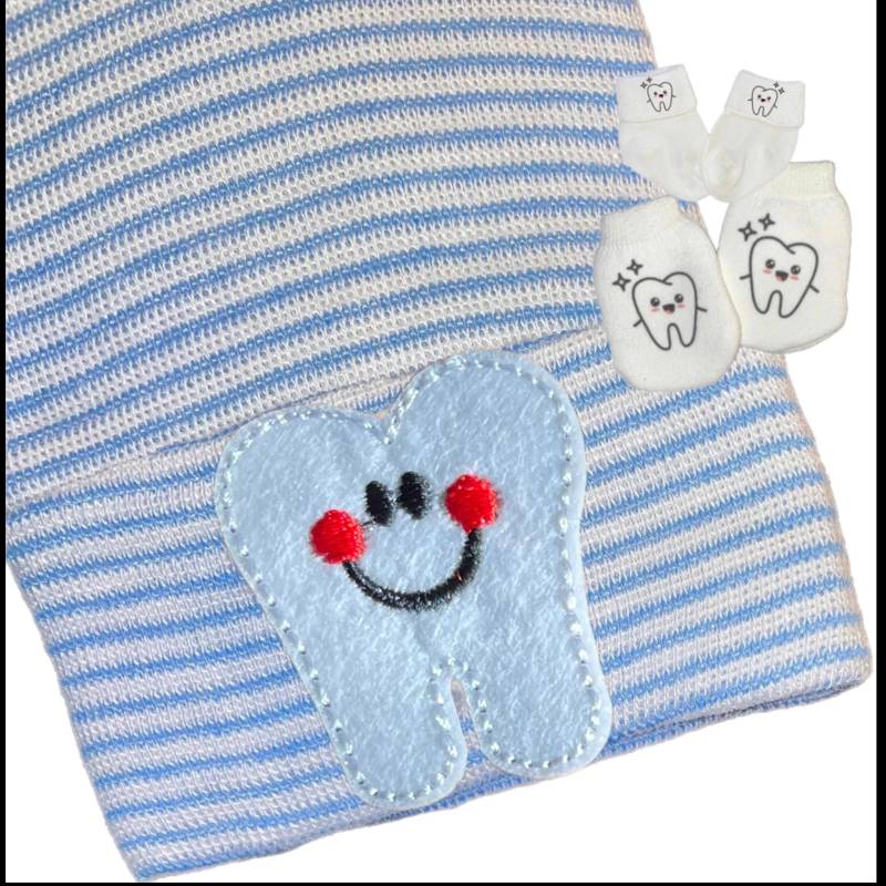 Neugeborenen Krankenhaus Hut. Zahnarzt Zahn Mit Option Fäustlinge Für Baby Mädchen Oder Jungen Hinzufügen Mein Elternteil Ist Ein Zahnarzt von PoshBabyLoves