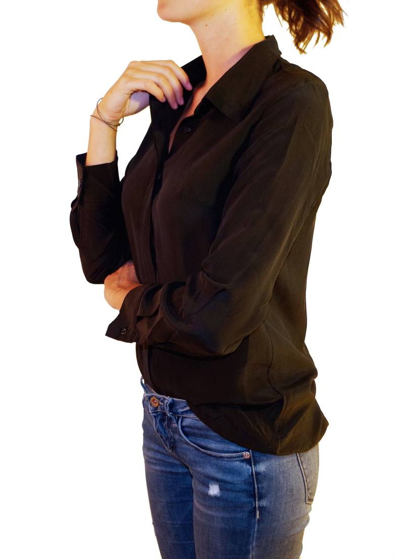 Seidenbluse Camicina Bluse Aus 100% Seide Für Damen Von Posh Gear Langärmlig Mit Kent Kragen von PoshGearShop