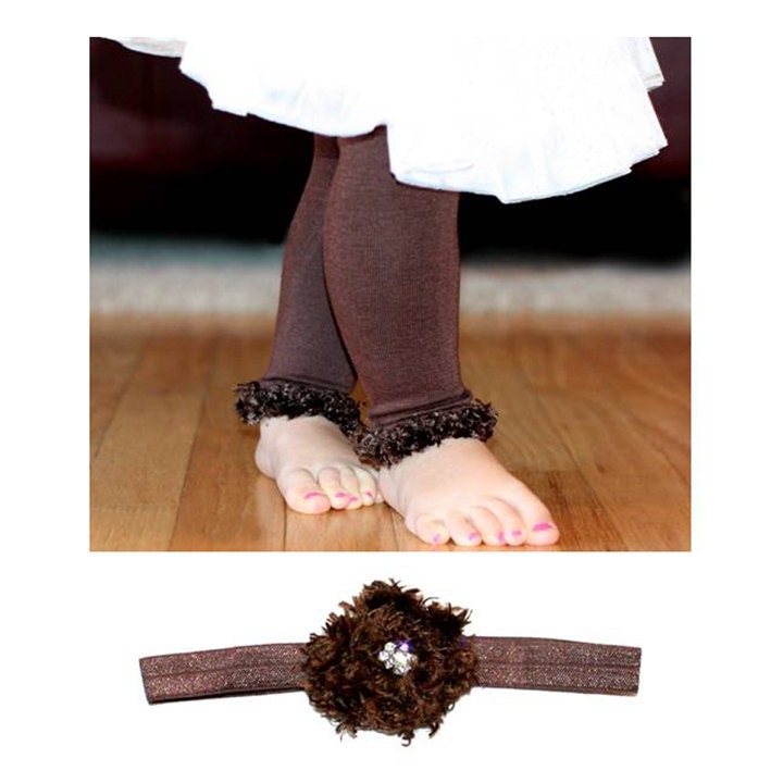 Braune Baby-Beinswärmer Und Stirnband Braune Baby-Beinswärmer Und Stirnband von PoshPipsqueak