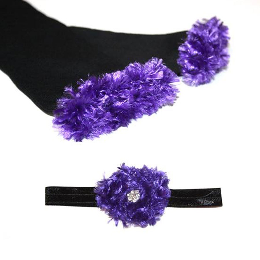 Lila Und Schwarze Raben Baby Beinswärmer Stirnband Set Lila Und Schwarze Raben Baby Beinswärmer Stirnband Set von PoshPipsqueak