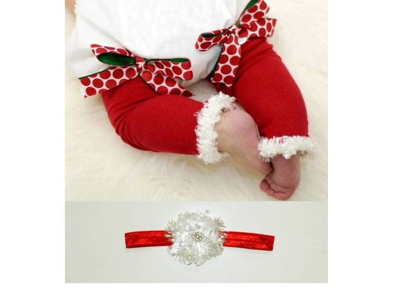 Rot-Weiße Weihnachts-Baby-Beinswärmer Und Stirnband Rot-Weiße Weihnachts-Baby-Beinswärmer Und Stirnband von PoshPipsqueak