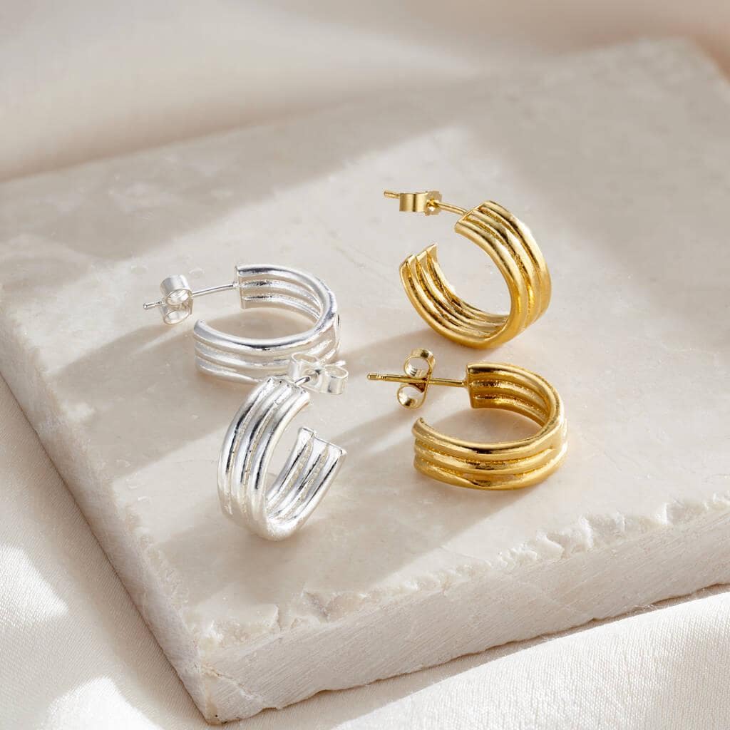 Column Sterling Silber Creolen Moderner Statement Schmuck von PoshTottyDesigns