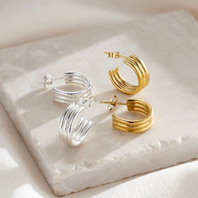 Column Sterling Silber Creolen Moderner Statement Schmuck von PoshTottyDesigns