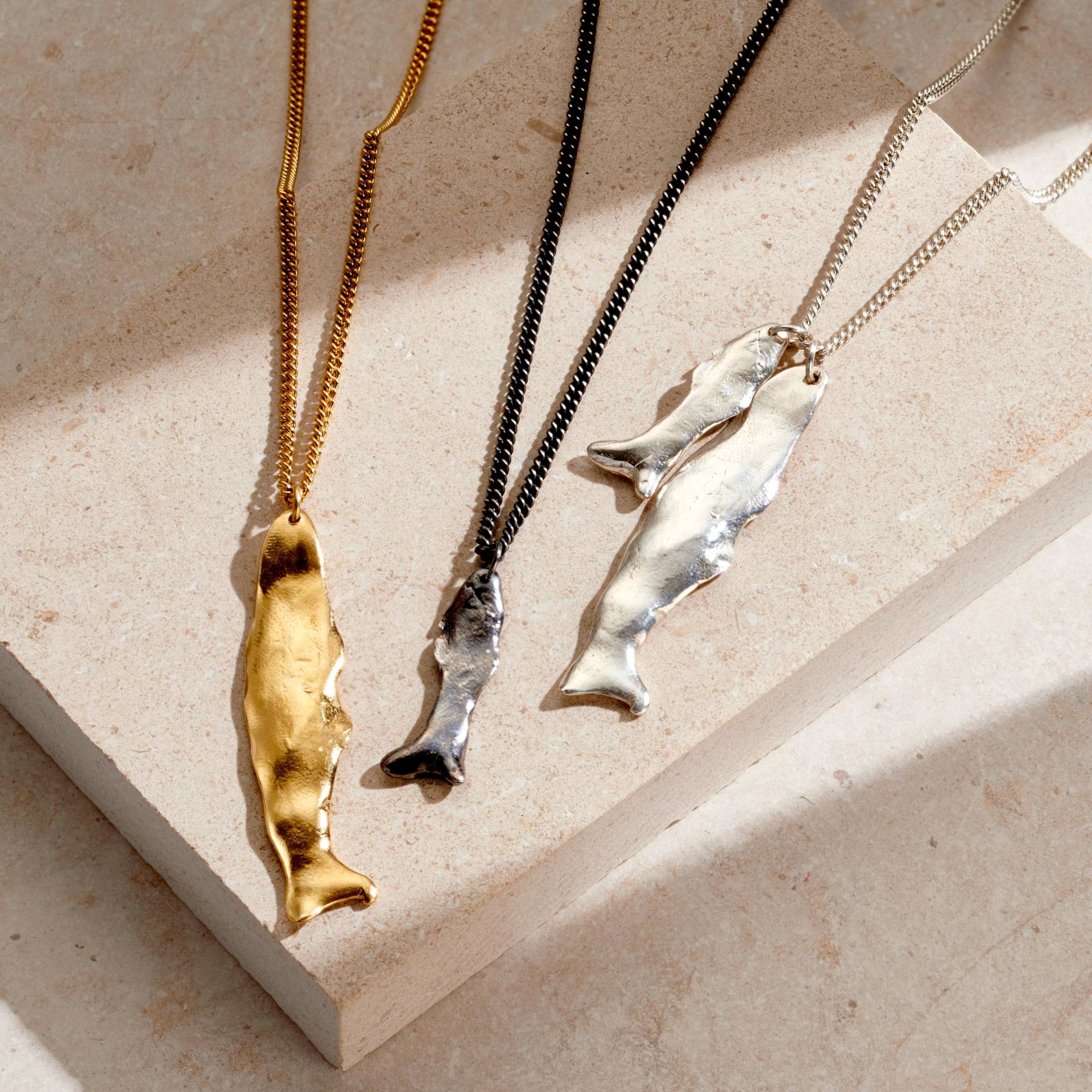 Glück Fisch Halskette Aus 925Er Silber Personalisierter Glücksbringer von PoshTottyDesigns