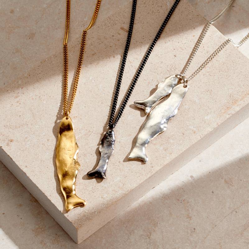 Herren Fortune Fisch Halskette | Geburtstagsgeschenk Glücksbringer Anhänger Handarbeit Geschenk Für Ihn von PoshTottyDesigns