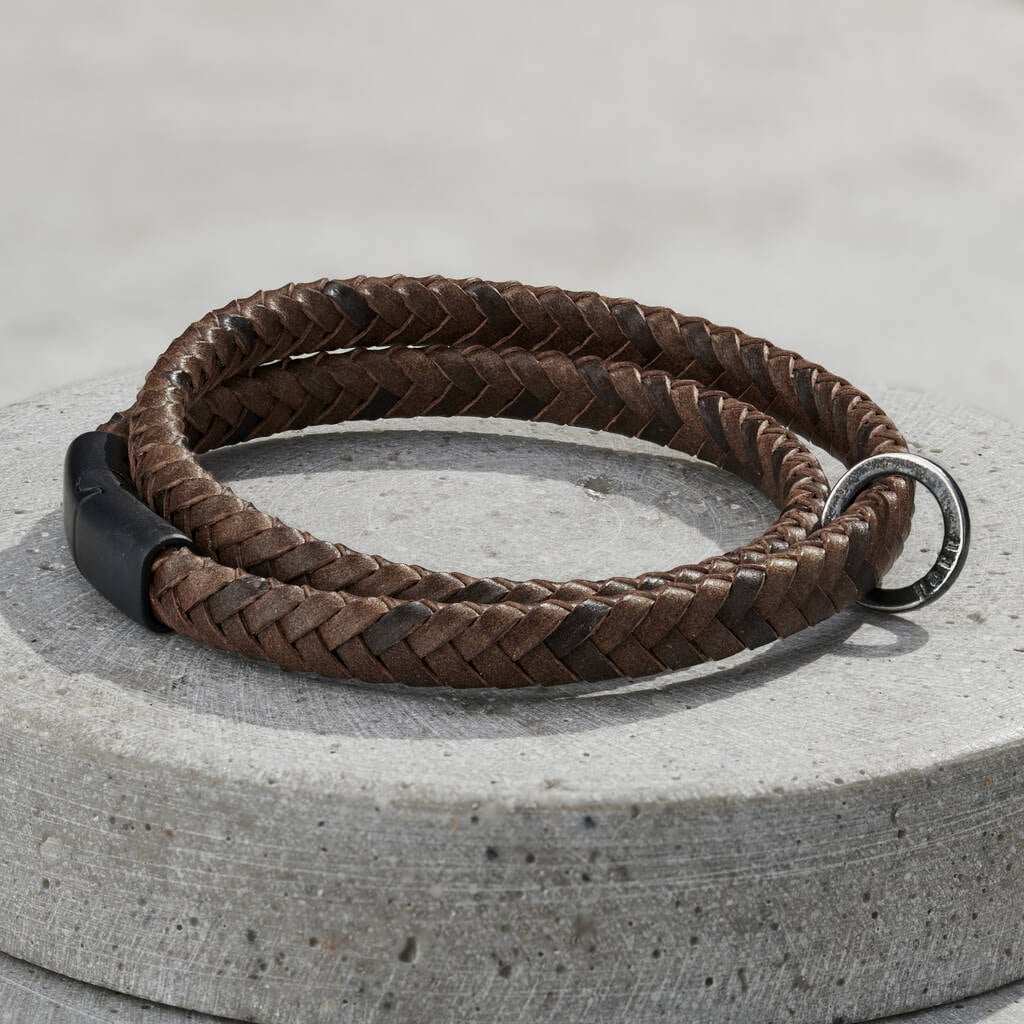 Herren Personalisiertes Braunes Leder Nachricht Armband | Geschenk Für Vatertag von PoshTottyDesigns