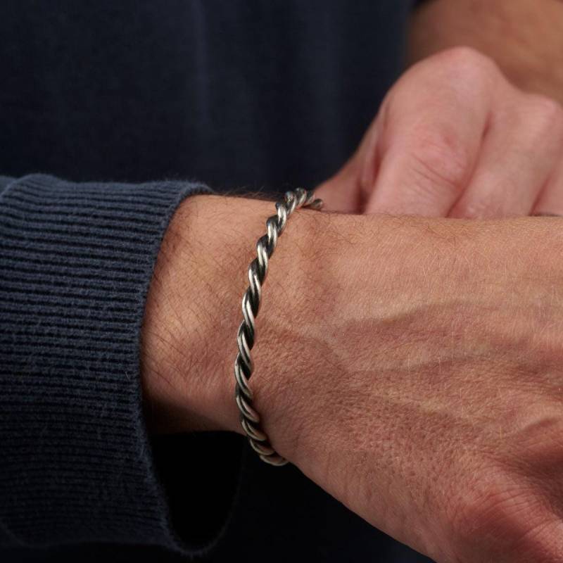 Oxidiertes Sterlingsilber Manschette Armband - Handgemachter Herren Schmuck von PoshTottyDesigns