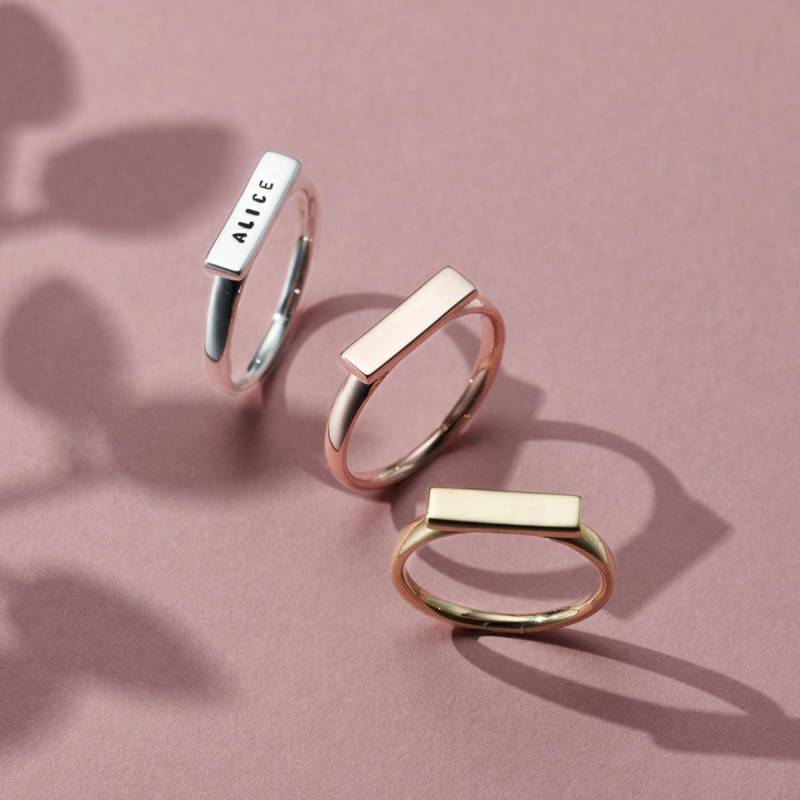 Personalisierter Silber Bar Ring Handgefertigter Stacker Ring von PoshTottyDesigns