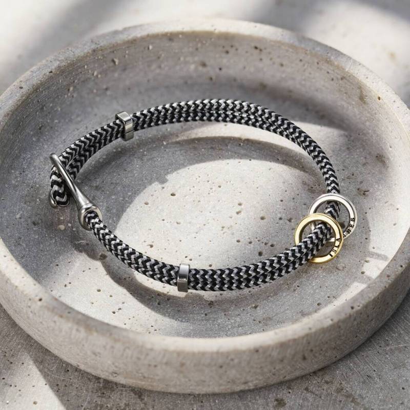 Herren Fischgrät Kordel Armband Personalisierter Sterling Silber Anhänger von PoshTottyDesigns