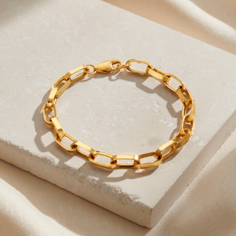 sterling Silber Panzerkette Armband Chunky Round Link, 18 Karat Vergoldet von PoshTottyDesigns