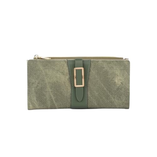 Poshlr Damen Große Trifold Wallet PU Leder Geldbörse mit Kartenfächern Münzfach Mode Lange Geldbörse für Damen, P01-Grün, Für den täglichen Gebrauch von Poshlr