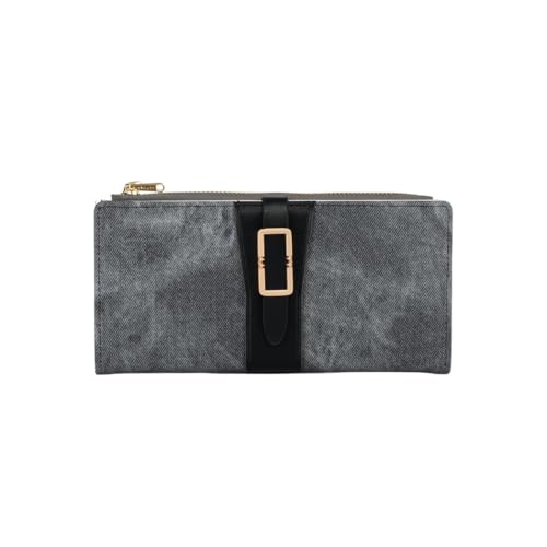 Poshlr Damen Große Trifold Wallet PU Leder Geldbörse mit Kartenfächern Münzfach Mode Lange Geldbörse für Damen, P01-Schwarz, Für den täglichen Gebrauch von Poshlr