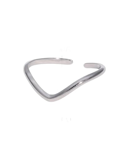 Gebogener Ring Damen – Verstellbarer 18K Vergoldeter Edelstahlring, Offenes Minimalistisches Design, Wasserfest, Hautfreundlich, Hypoallergen, Eleganter Statement Ring als Geschenk für Frauen (Silber) von Positiva Jewelry
