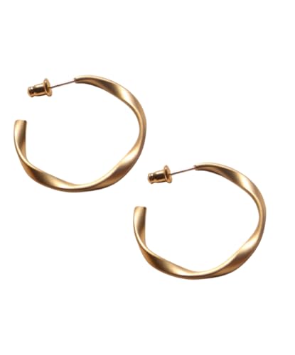 Matte Creolen Gold Damen Ohrringe Edelstahl 18k vergoldet Twist Design Minimalistisch Leicht Hautfreundlich Nickelfrei Modern Eleganter Schmuck Geschenk Frauen Freundin von Positiva Jewelry