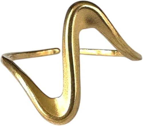 Positiva Jewelry Verstellbarer Damenring – 18K vergoldeter Edelstahl, Wellenring mit modernem Design, Minimalistisch & Wasserfest, inkl. Geschenkbox von Positiva Jewelry