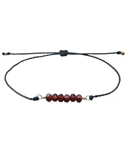 Positiva Jewelry Granat-Armband Damen – Verstellbar, Wasserfest, Edelstein Geburtsstein Januar, Chakra Armband, Heilkristall Schmuck für Frauen (Rot) von Positiva Jewelry