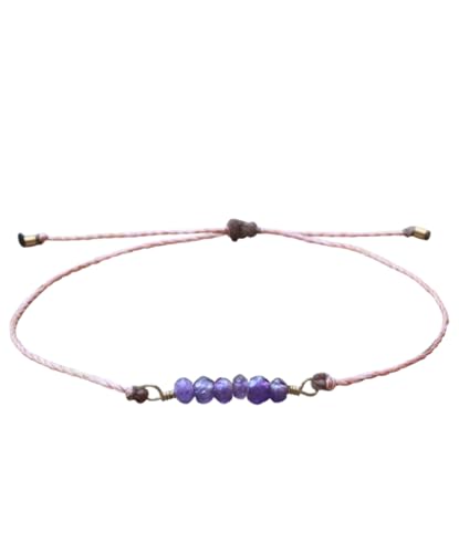Positiva Jewelry Minimalistisches Amethyst-Armband – Verstellbares Damen Freundschaftsarmband | Handgefertigt & Wasserfest - Edelstein Armband - Glücksarmband Frauen, Geburtsstein Februar (Grau) von Positiva Jewelry