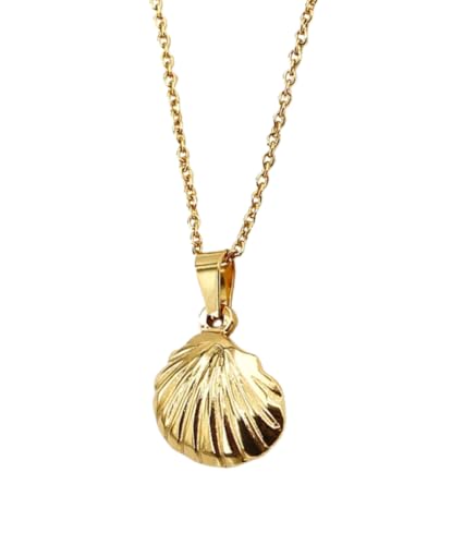 Positiva Jewelry Muschel Kette Damen 18k vergoldet Edelstahl – Gold Halskette mit Muschel Anhänger, maritimer Schmuck für Sommer, Strand & Meer – eleganter Talisman & Geschenkidee von Positiva Jewelry