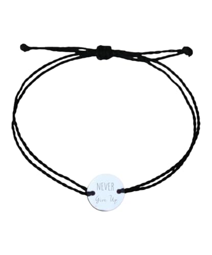 Positiva Jewelry Never Give Up Armband – Motivationsschmuck mit Gravur aus 18k Edelstahl, verstellbar & wasserfest, Glücksarmband für Damen, bedeutungsvolles Geschenk mit Botschaft von Positiva Jewelry
