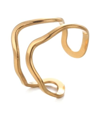 Positiva Jewelry Offener Ring Damen 18k vergoldet – Verstellbarer Edelstahl Ring – Wasserfest & Anlaufsicher – Minimalistischer Stapelring – Geschenk für Frauen (Gold) von Positiva Jewelry