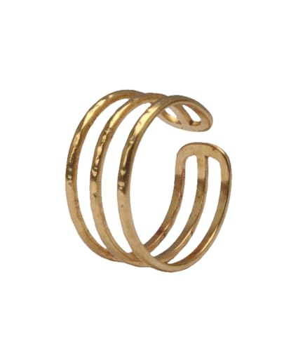 Positiva Jewelry Dreifach-Ring Damen Gold – Offener Edelstahlring, 18k vergoldet, größenverstellbar, wasserfest & hypoallergen – Moderner Statement-Ring & Stapelring, Geschenk Frauen inkl. Schmuckbox von Positiva Jewelry