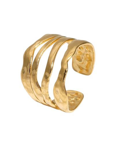 Positiva Jewelry Vergoldeter Verstellbarer Ring 18K – Wasserfest & Langlebig – Edler Damen Goldring- Ring Gold Wasserfest - Statement Ring von Positiva Jewelry