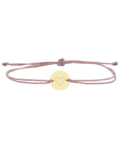Positiva Jewelry Armband Damen personalisiert Gravur Herz Gold Edelstahl verstellbar wasserfest Makramee Armband Glücksbringer Freundschaftsarmband Geschenk Frauen Partnerarmband filigran individuell von Positiva Jewelry