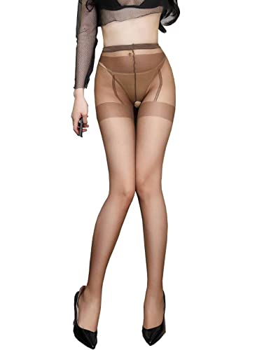 Damen Sexy Strumpfband Strumpfhose Strumpfhose Mesh Strümpfe Schritt Öffnung Dehnbar Netz Schuhe Durchsichtig Verführerische Spitze Leggings - Beige - Einheitsgröße von Positive Costume