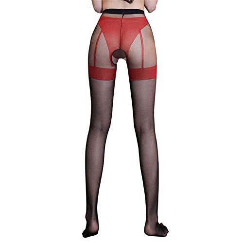 Damen Sexy Strumpfband Strumpfhose Strumpfhose Mesh Strümpfe Schritt Öffnung Dehnbar Netz Schuhe Durchsichtig Verführerische Spitze Leggings - Rot - Einheitsgröße von Positive Costume