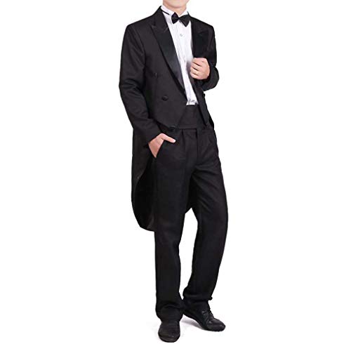 Herren formelle Magic Show Kostüm Frack Jacke Smoking Anzüge 4 Stück Chorus Musiker Cosplay Erwachsene Magier Frack, schwarz, XL von Positive Costume