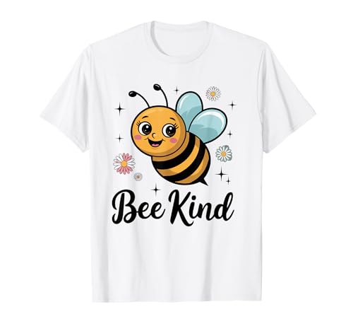 Bee Kind lächelnde niedliche Hummel mit Blumen Positive Art T-Shirt Bee Kind lächelnde niedliche Hummel mit Blumen Positive Art T-Shirt von Positive Fashion Designs