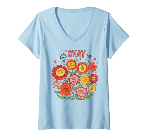 Damen It's Okay to Be Different Positive Flower Motivation Graphic T-Shirt mit V-Ausschnitt Damen It's Okay to Be Different Positive Flower Motivation Graphic T-Shirt mit V-Ausschnitt von Positive Flower Empowerment Inspirational Apparel
