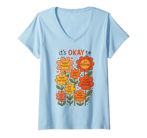 Damen Positive Blume Motivation Grafik inspirierendes Zitat Frauen T-Shirt mit V-Ausschnitt Damen Positive Blume Motivation Grafik inspirierendes Zitat Frauen T-Shirt mit V-Ausschnitt von Positive Flower Empowerment Inspirational Apparel