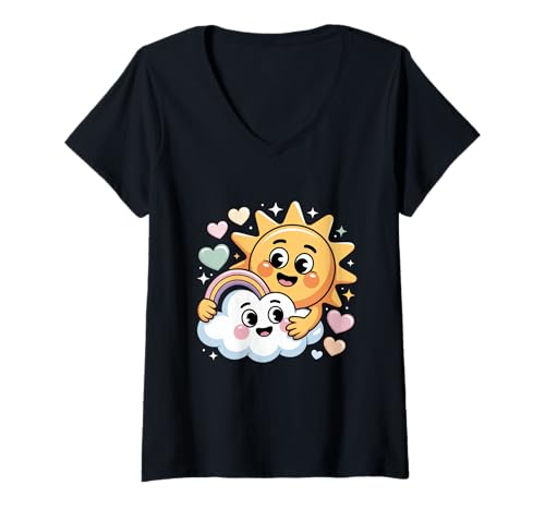 Damen Freundliches niedliches Freundlichkeits-Shirt, Positive glückliche Vibes Geschenke T-Shirt mit V-Ausschnitt von Positive Happy Vibes Gifts Vibes