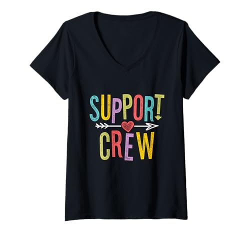 Damen Bunte Grafikidee des Support-Teams T-Shirt mit V-Ausschnitt von Positive Staff Support Graphics