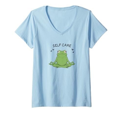 Damen Lustiger Frosch, Tier, Yoga, Frosch, Sport, Selbstpflege, Positive Stimmung T-Shirt mit V-Ausschnitt Damen Lustiger Frosch, Tier, Yoga, Frosch, Sport, Selbstpflege, Positive Stimmung T-Shirt mit V-Ausschnitt von Positive Vibe Funny Frog Unisex Women men Kids