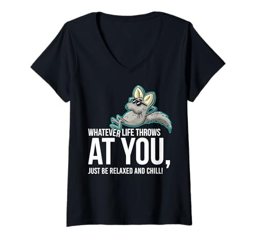 Damen Lustiger Spruch der süßen Ratte - Relax and Chill T-Shirt mit V-Ausschnitt Damen Lustiger Spruch der süßen Ratte - Relax and Chill T-Shirt mit V-Ausschnitt von Positive Vibes Apparel & Accessories