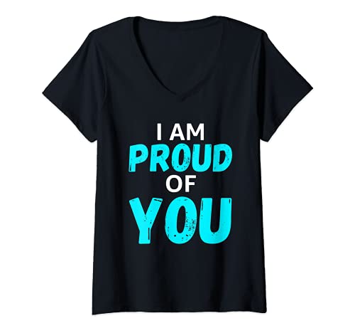 Damen Positive Message I Am Proud Of You T-Shirt mit V-Ausschnitt Damen Positive Message I Am Proud Of You T-Shirt mit V-Ausschnitt von Positive Vibes Apparel