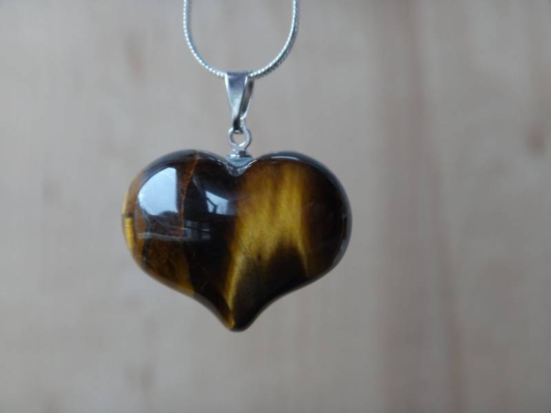 Halskette Mit Tigerauge-Herzanhänger. Stein Des Schutzes Vor Negativen Einflüssen. Kette Aus Sterlingsilber. S925 von PositiveMindSo
