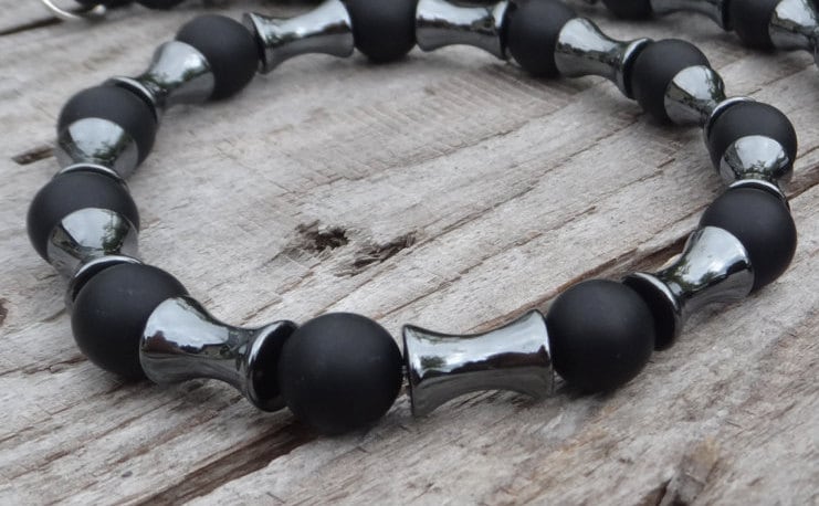 Schwarzes Armband Für Den Menschen. Black Onyx Mast Und Hämatit. Schmuck Männer. Herren Armband. Gesundheit, Energie, Balance. Geschenk Ihn von PositiveMindSo