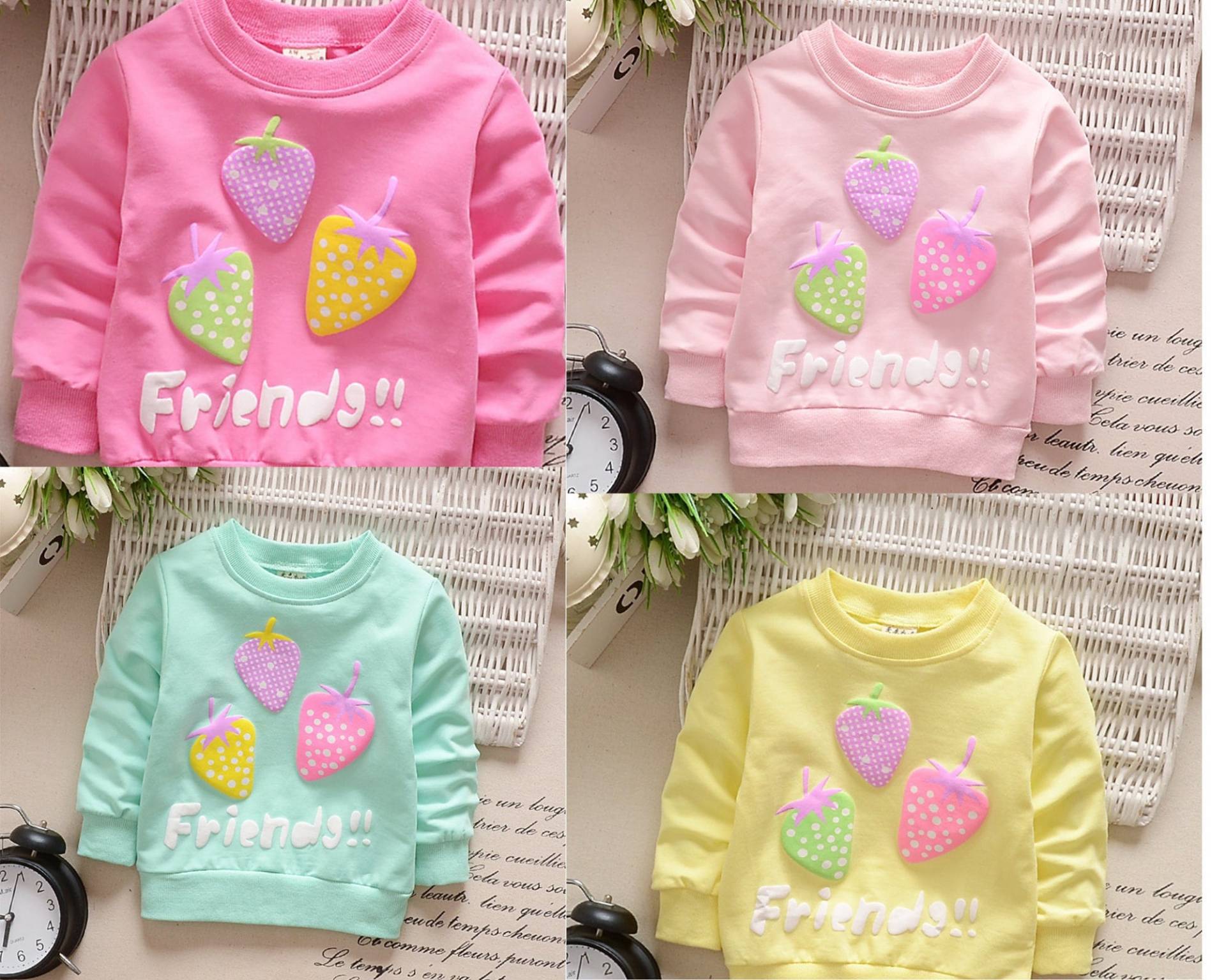 Herbst Baby Mädchen Sweatshirts Winter Frühling Kinder Hoodies Baumwolle Erdbeere Langarm Pullover T-Shirt Kleidung von PositiveShopNR1