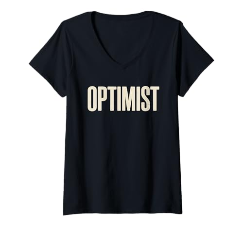 Damen Optimist Fettgedruckter Text Positive Denkweise Motivation Inspiration T-Shirt mit V-Ausschnitt von Positively Optimistic